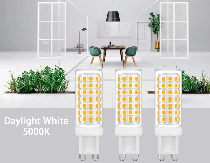 Dimmable G9 Led Bulb, 40W 50W Halogen Light Bulb Equivalent, 88 PCS LEDs, No Flicker G9 Bi-Pin Base Light Bulb, 0-100% Dimming G9 Daylight White (5000K) Bulbs for Home Lighting, Pack of 10 10 Pack