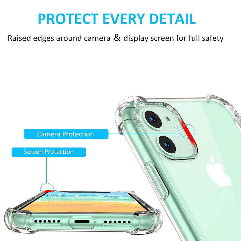 Cavie Brands iPhone 11 Clear Case with 2 Screen Protectors, Maximum Shock Absorption Protection, Clear iPhone 11 Case, Compatible with Apple iPhone 11