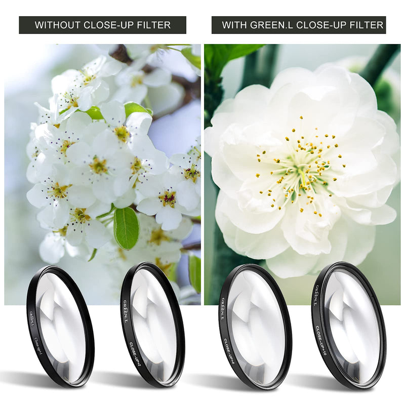 62mm Close-up Filter Set(+1,+2,+4,+10), Professional Macro Filter with Filter Pouch for Camera Lens 62mm