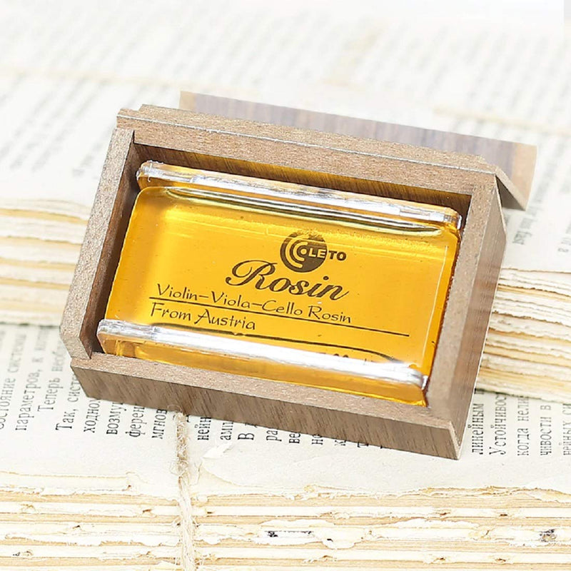 Chienti - High-Class Transparent Yellow Natural Rosin Resin Colophony Cuboid With Wooden Box Low Dust Handmade for Violin Viola Cello