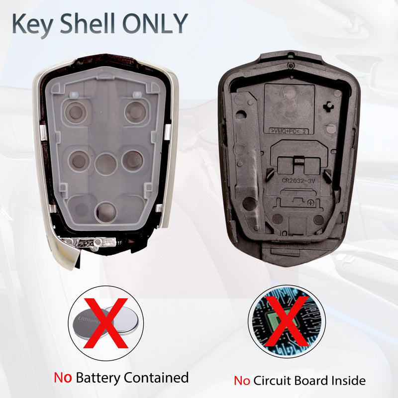 Key Fob Shell Case Replacement Fits for Cadillac ATS ATS-v CTS CT6 XTS XT5 XT4 SRX 2014 2015 2016 2017 2018 2019 Keyless Entry Remote Control 5btn Pad Cover