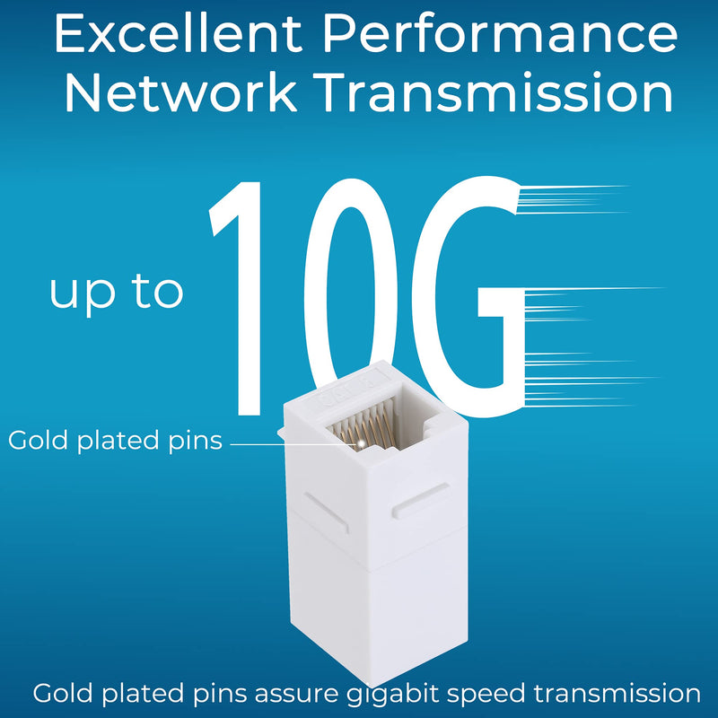 [AUSTRALIA] - Rapink RJ45 Coupler Inline Keystone Jack, Female to Female RJ45 Keystone Coupler 25 Pack for Ethernet Cat6/Cat5e/Cat5 Cable Extender with Gold Plated White 25 pcs 