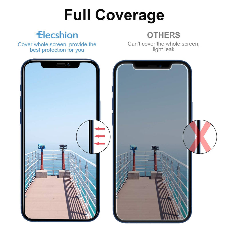 (Full Coverage) Elecshion True 28° Privacy Screen Protector Compatible with iPhone 12/iPhone 12 pro(6.1"), Anti-spy Tempered Glass with Easy Intallation Tray(2 Pack)