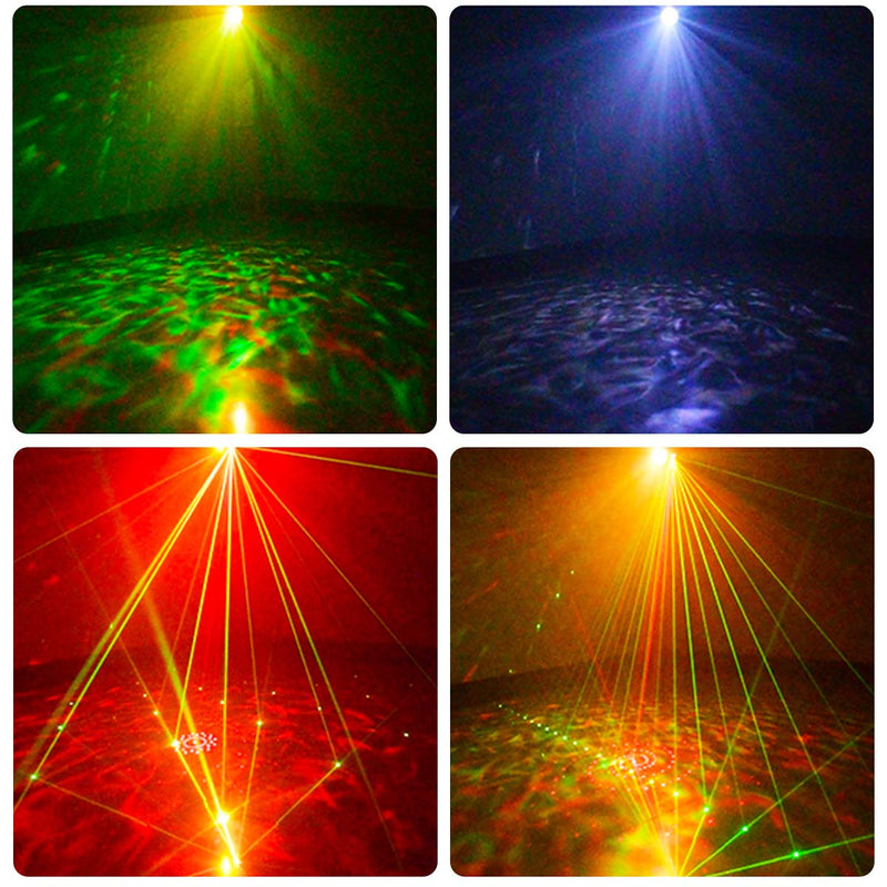 AKEPO 13W Stage Laser Light Party Light, LED Ocean Wave Effect+Red Green and Mixed Laser effect Light with Remote Stage Light Strobe Light for Indoor DJ Disco Lights Shows/Party/Gift Ocean Wave+48 Patterns