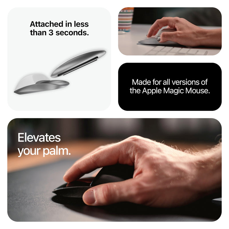 Solumics.Case - Ergonomic case for Apple Magic Mouse | for a More Ergonomic iMac Mouse (White/Silver) White/Silver