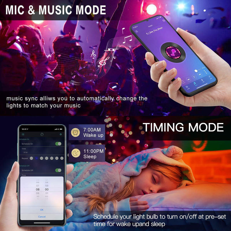 [AUSTRALIA] - Music Smart LED Strip Lights, 50FT Led Lights for Bedroom Bluetooth App Control+Remote RGB Led Lights Color Changing for Party Home Decoration (50FT/15M) 50FT/15M 