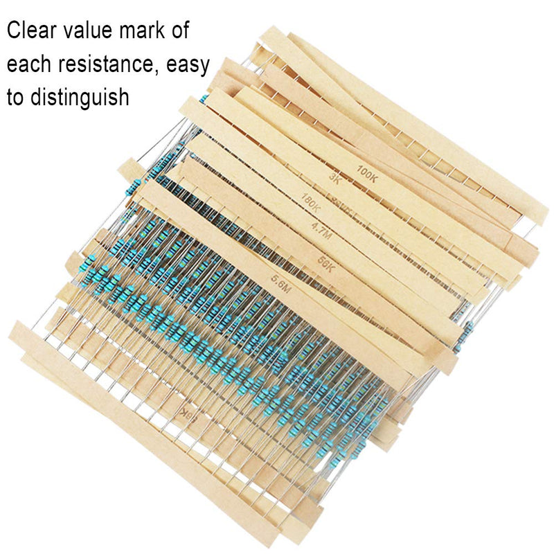 [AUSTRALIA] - 1280 Pieces 64 Values Resistor Kit, 1% Assorted Resistors 1 Ohm-10M Ohm 1/4W Metal Film Resistors Assortment for DIY Projects and Experiments 