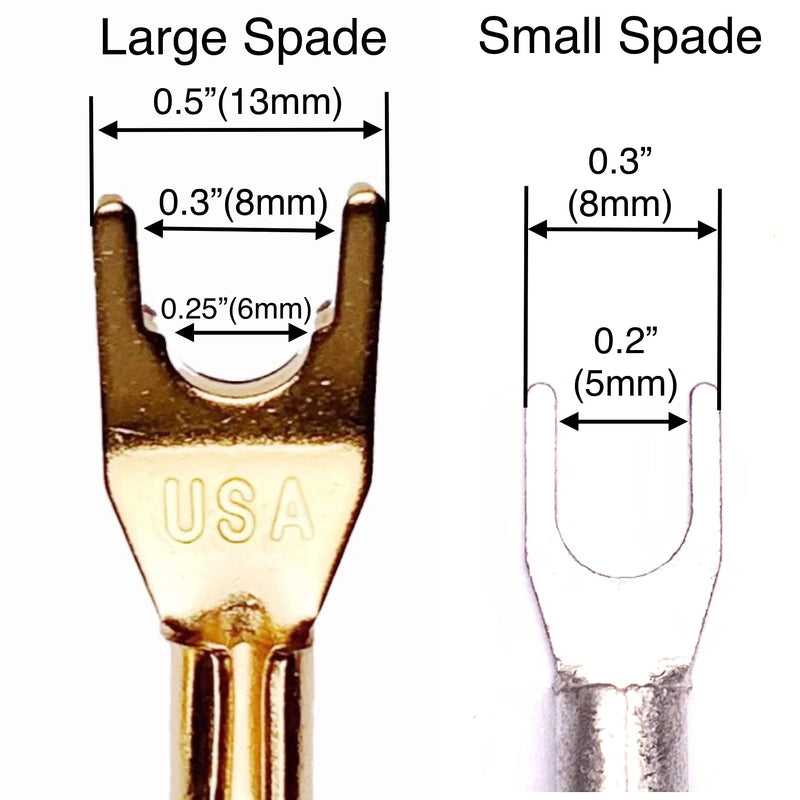 CESS-031S Fork Spade Plug to Binding Post Banana Female Jack - 2 Pack (Small Spade) Small Spade