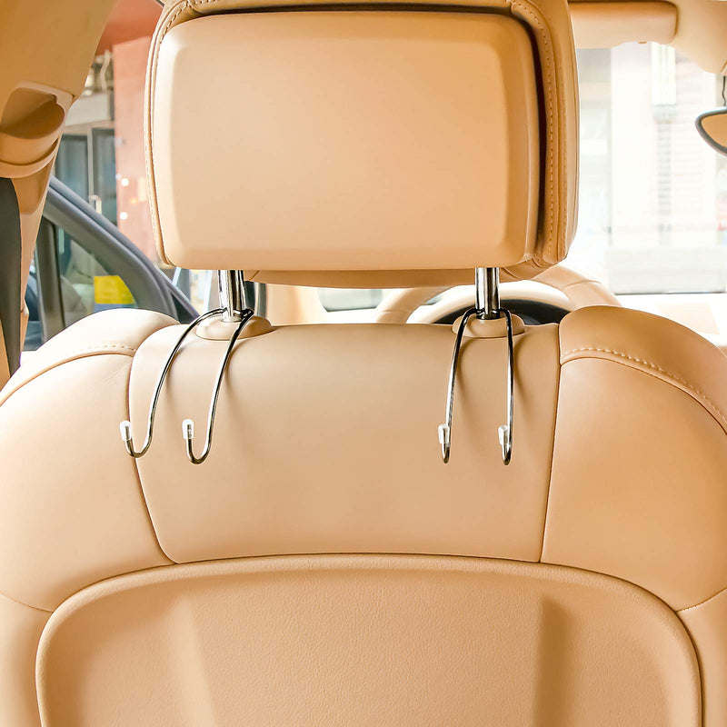 EldHus 4 PCS Car Hooks for Headrest Hanging Accessories, Purse Hook Hanger Universal Backseat Storage for Purse Bag Handbag Jacket