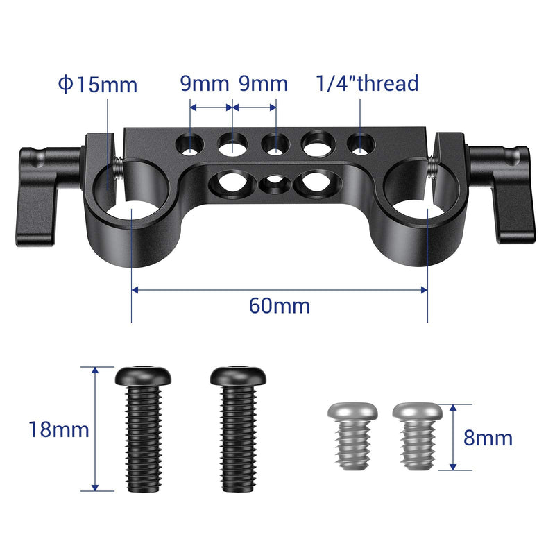 SMALLRIG 15mm Railblock Rod Clamp with 1/4"-20 Thread for 15mm DSLR Camera Cage Shoulder Rig - 2061 2pcs pack