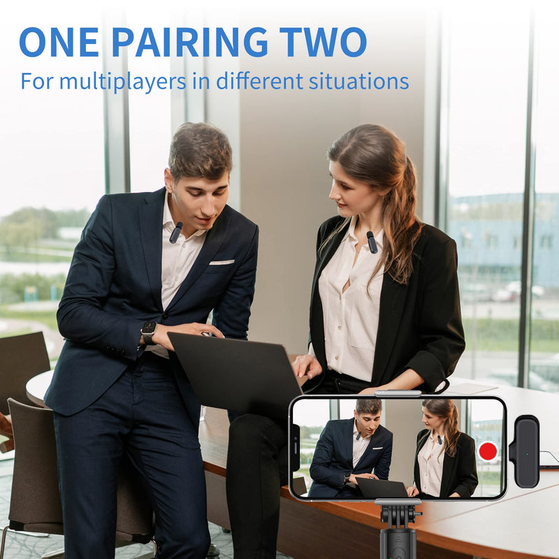 [AUSTRALIA] - 2 Pack Professional Wireless Lavalier Microphone for Android, iPhone iPad with Adapter Included Noise Reduction Plug-Play Clip on Lapel Mic for Youtube, Recording, Vlog, Facebook Live Streaming 