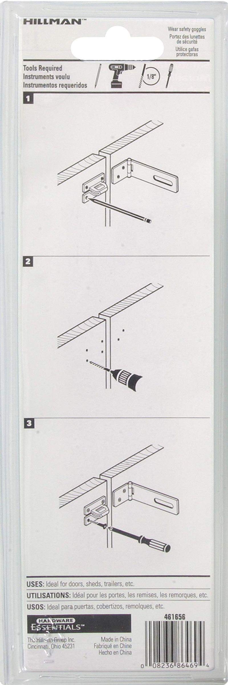 The Hillman Group 851409 Fixed Staple Safety hasp, 6"