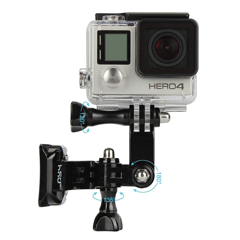 HSU Grab Bag for GoPro, Including Quick Release Buckle Mount, J-Hook Buckle Mount, 3-Way Pivot Arms, Flat and Curved Adhesive Mounts, Thumbscrews and Rubber Locking Plug with Tether