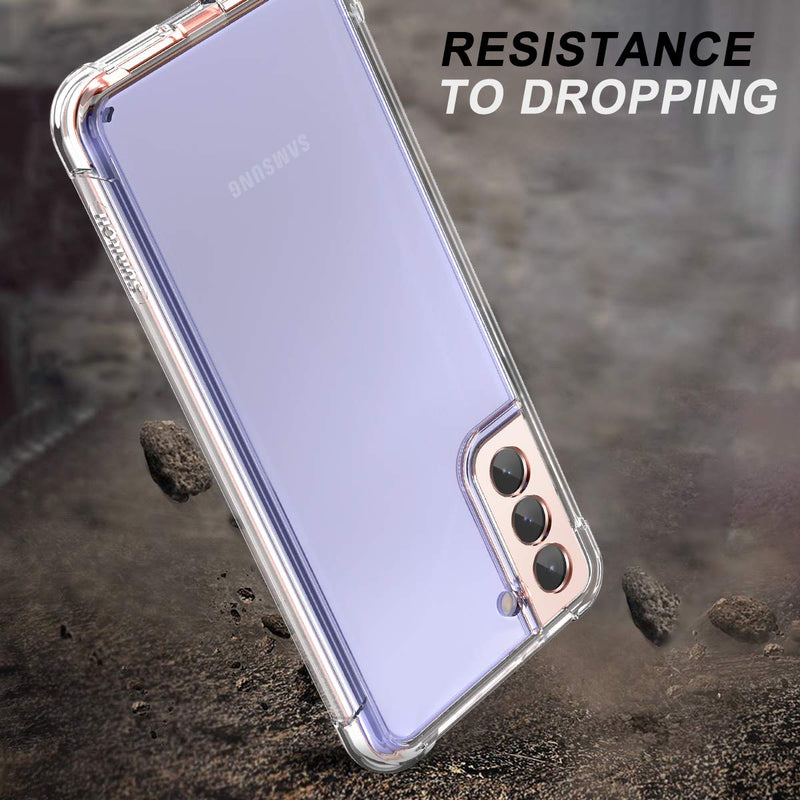 SURITCH Clear Case for Samsung Galaxy S21 5G,[Built in Screen Protector][Camera Lens Protection] Full Body Protective Hard Shell+Soft TPU Bumper Shockproof Rugged Cover for Galaxy S21 6.2" (Clear)