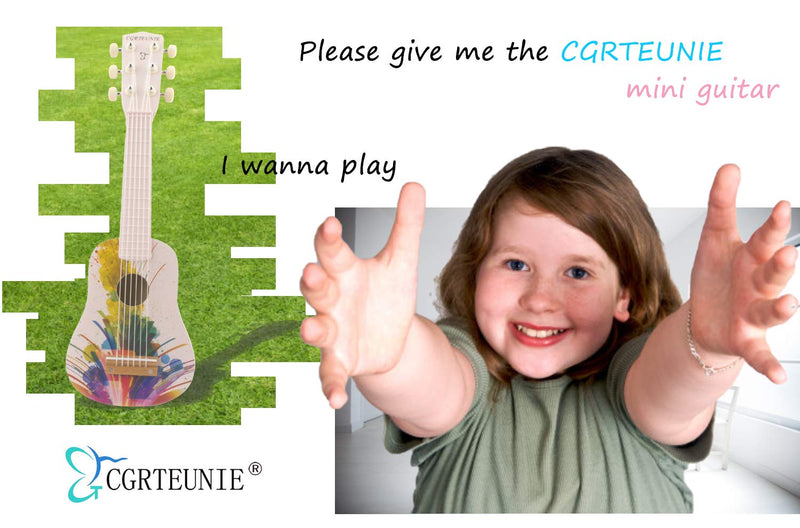 CGRTEUNIE Classical Acoustic 6 String 21 Inch Handmade Wooden Guitar Ukulele Rhyme Developmental Musical Instrument Educational Toy for Toddlers Children Beginner (Abstract Painting) Abstract Painting