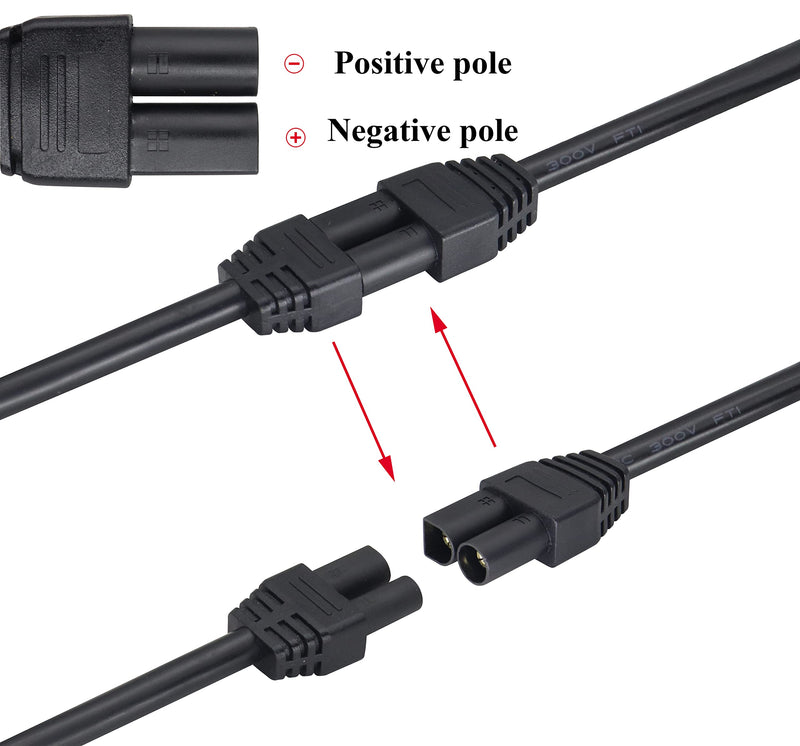 HCFeng EC5 Extension Cable 14AWG EC5 Male to EC5 Female Connector Extension Cable ADS-018 EC5 Male to EC5 Female Extension Cord for RC ESC LI-PO Battery [black-1m/3.3ft]