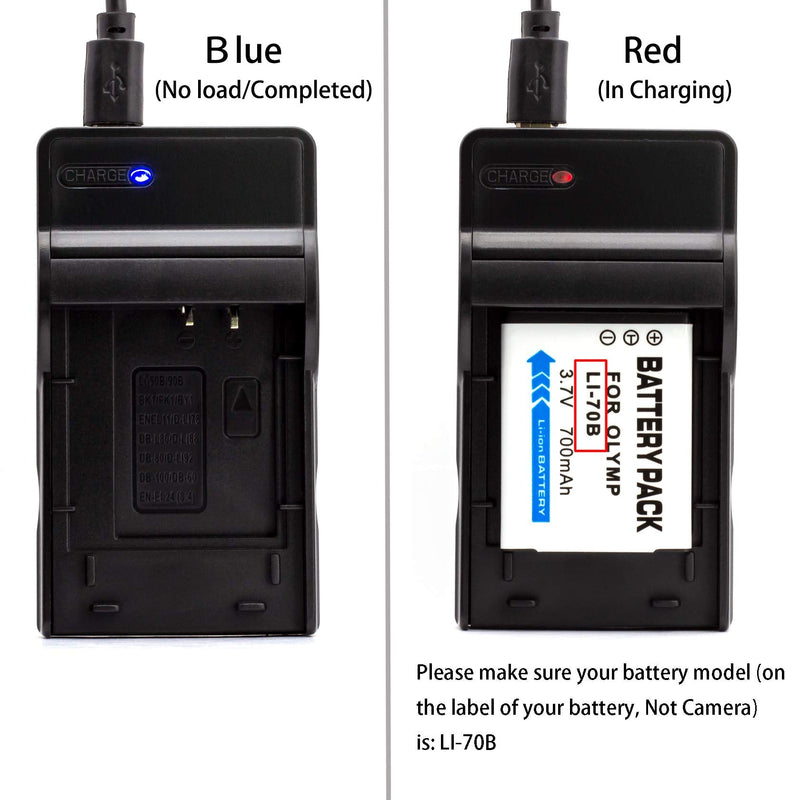 LI-70B USB Charger for Olympus D-700, D-705, D-710, D-715, D-745, FE-4020, FE-4040, FE-5040, VG-110, VG-120, VG-130, VG-140, VG-145, VG-150, VG-160, X-940, X-990 Camera and More