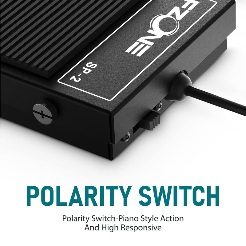 FZONE Compact Sustain Pedal for Keyboards Digital Pianos Synthesizers,Tone Modules,Drum Machines All Metal Heavy Design,Non-Slip,with Polarity Switch