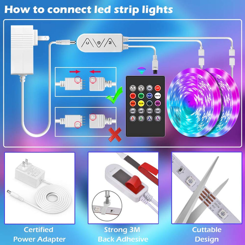 Led Strip Lights, 65.6ft Led Light Strips Music Sync Color Changing RGB Led Strip Built-in Mic,Bluetooth App Control LED Tape Lights with Remote,5050 RGB Rope Light Strips (APP+Remote+Mic+3 Button) 65.5ft-20m