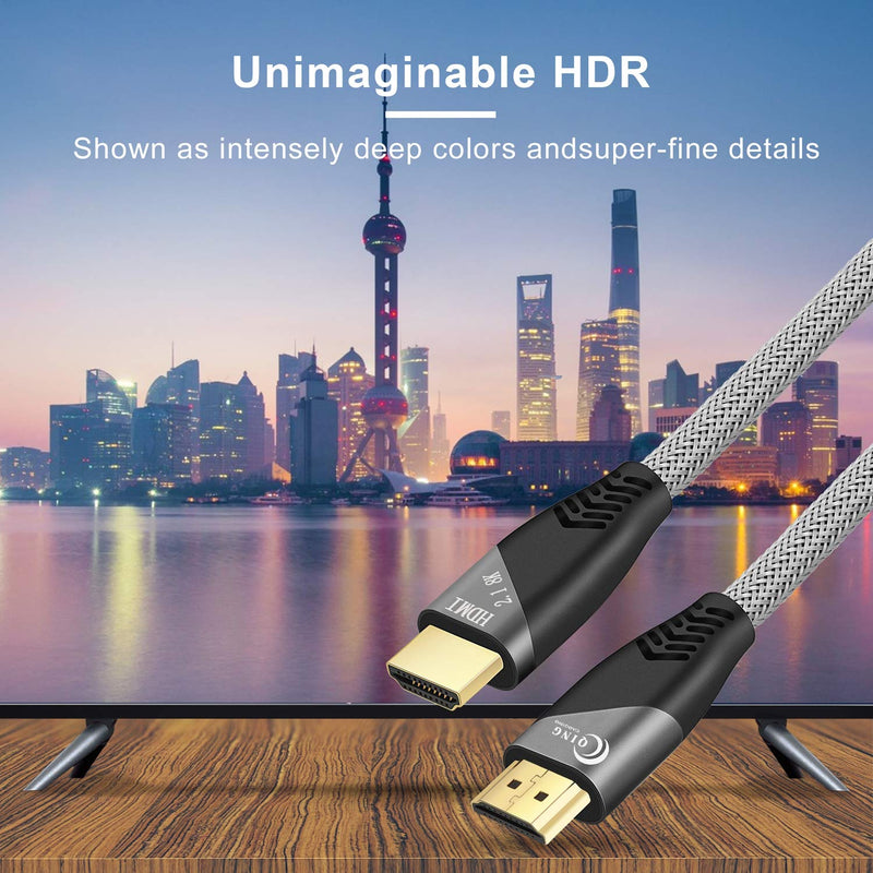 QING CAOQING 8k HDMI Cable 10 FT, High Speed HDMI Cable Support 48Gbps, 8K(7680x4320)@60Hz, Dynamic HDR, Dolby Vision, eARC 3M