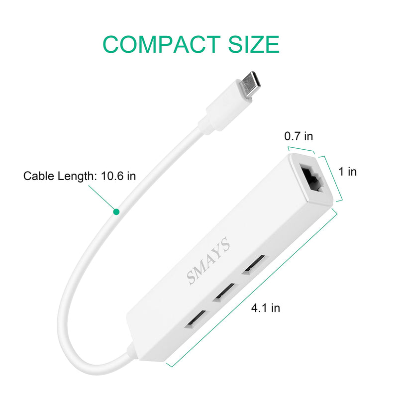 Ethernet Adapter Compatible for Samsung Galaxy Tab A 10.1 (2019), Tab A7, Tab S4, Tab S5e Android Tablet - with 3-Port Charging OTG HUB, Host USB C Cable
