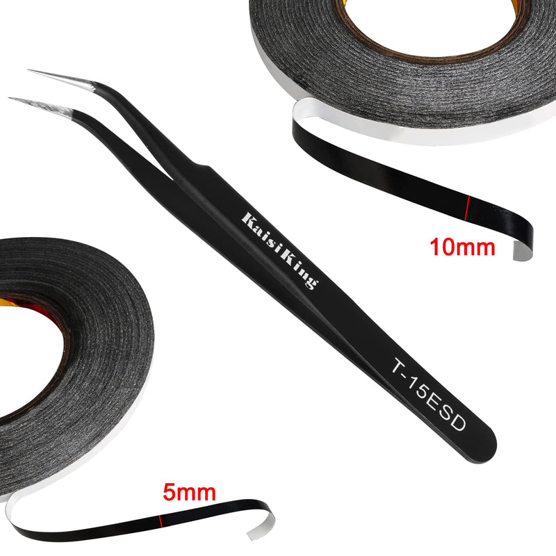Kaisiking 5mm / 10mm x 50M Double Sided Adhesive Tape LCD Touch Screen Tape Phone Repair Tape with 1 Tweezers for Cell Phone, iPad, Tablets, Laptops, Camera, LCD Screen 5mm+10mm