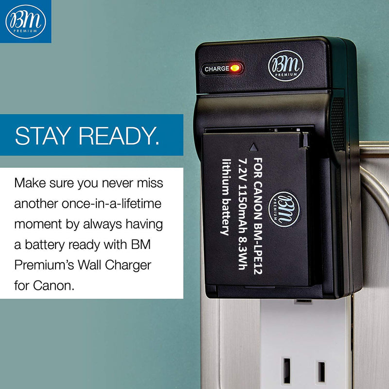 [AUSTRALIA] - BM Premium LP-E12 Battery and Charger Kit for Canon EOS-M, EOS M2, EOS M10, EOS M50, EOS M50 Mark II, EOS M100, EOS M200, SX70 HS, Rebel SL1 Cameras 