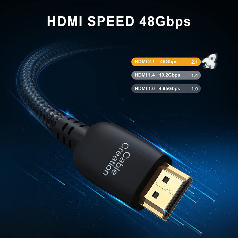 CableCreation 8K Certified Ultra High Speed HDMI Cable 3 Meter, 48Gbps 8K 60 4K 120 144Hz eARC HDR HDCP 2.2 2.3 Compatible with PS5 PS4 Xbox Series X Roku TV 4K LG Samsung TV RTX 3080 braided 10ft