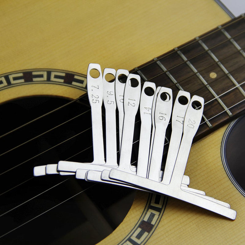 Set of 9 Understring Radius Gauge for Guitar and Bass Setup Luthier Tools for Bridge Saddle Adjustments