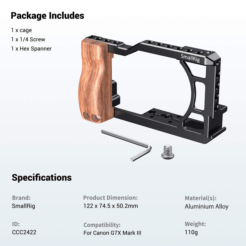 SMALLRIG Cage for Canon G7X Mark III (Just Fit for Canon G7X Mark III) CCC2422