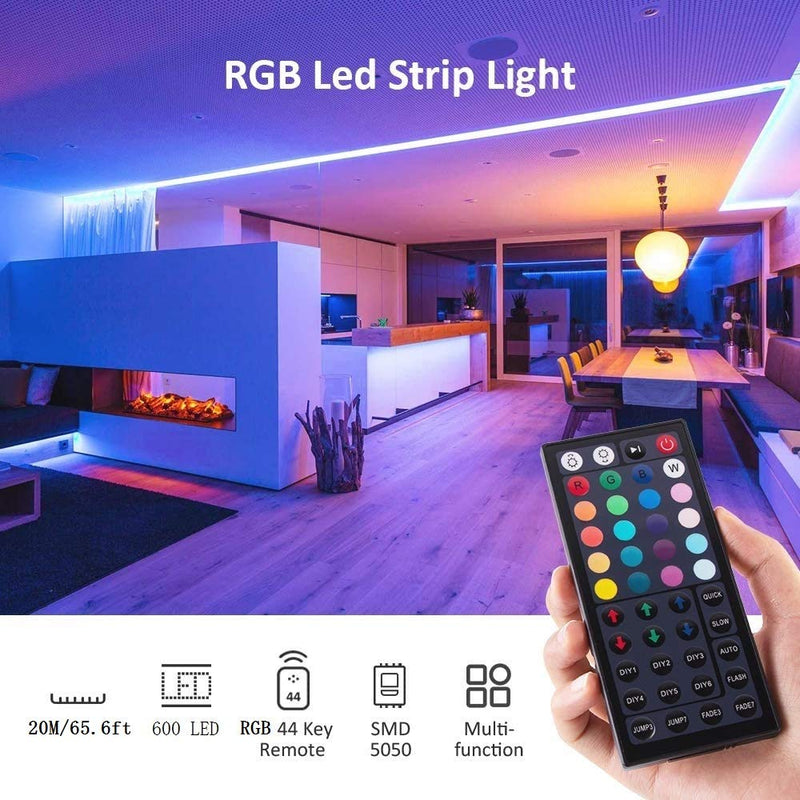 [AUSTRALIA] - 50ft/15M LED Strip Lights Kit,5050 SMD RGB Flexible Non-Waterproof LED Tape Lights with DC24V Power Supply 44Key IR Remote Controller for Indoors,Outdoors.Under Cabinet Lighting Bedroom,Living Room 