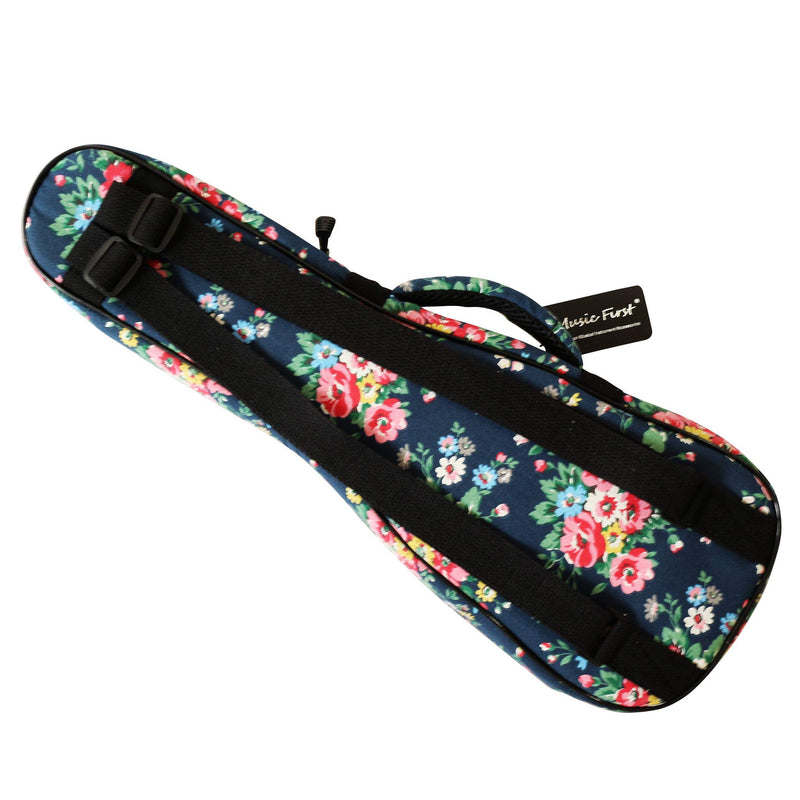 [AUSTRALIA] - MUSIC FIRST Original Desgin, Cotton Canvas" Dark Night Garden" Floral Patterned Ukulele Case, Ukulele Bag, Ukulele Cover (Fit for 23~24 inch Concert Ukulele) Fit for 23~24 inch Concert Ukulele 