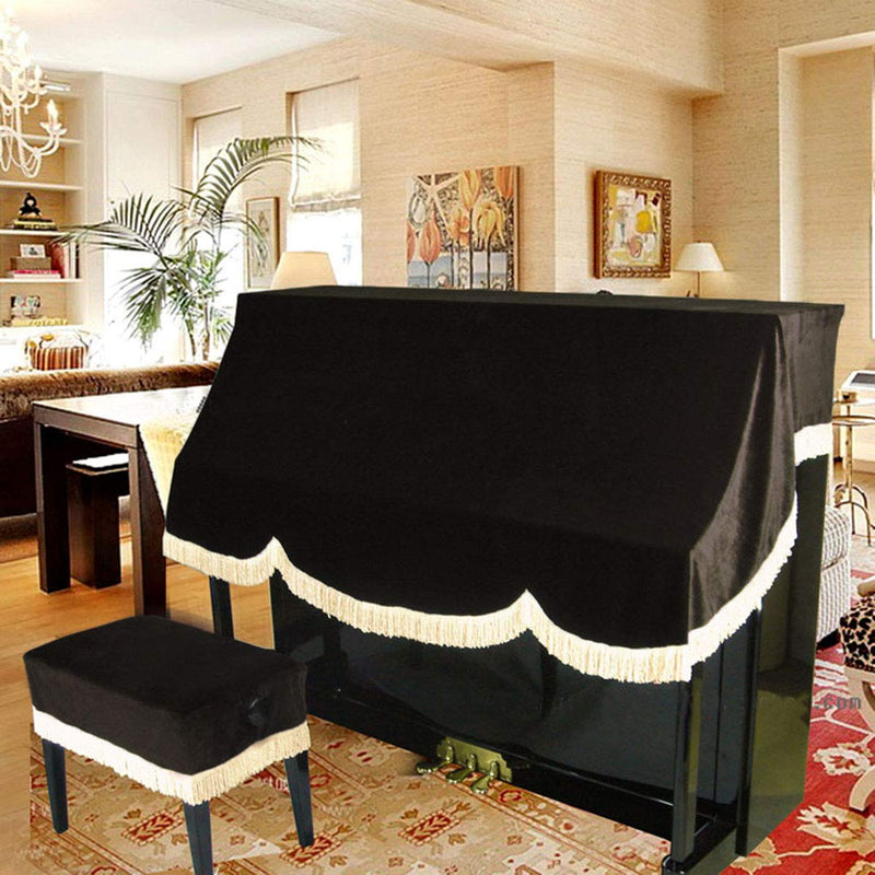 Timiy Upright Vertical Pleuche Piano Cover Black