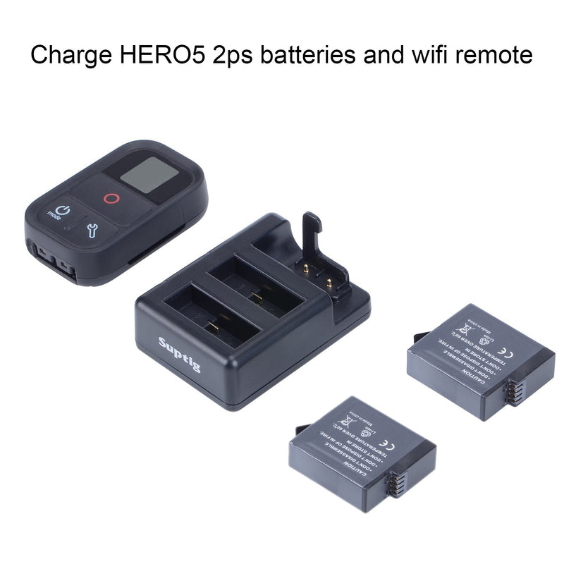 Suptig Battery Charger Triple Charger for GoPro Hero 8 Black Hero 7 Black Hero 5 GoPro Hero 6 Hero 2018 and for Gopro WiFi Remote or Suptig WiFi Remote Charger