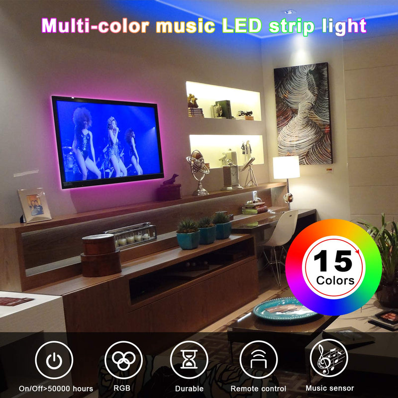 [AUSTRALIA] - Led Light Strip, Moonvvin 6.6ft Music Led Strip Lights with Sync to Music Apply for TV, Bedroom, Party and Home Decoration,Gardon 