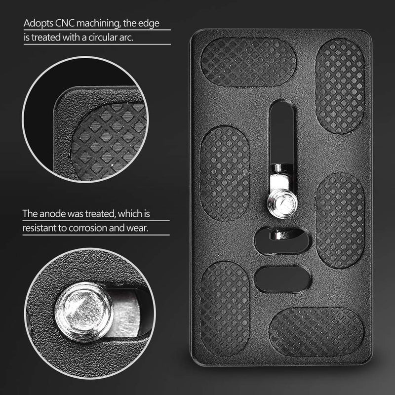 Release Plate, PU70 Alloy Quick Release Plate Mount with 1/4inch Hand Screw and Rubber Pad for Arca Benro Tripod Ball Head SLR Camera 2.75 x 1.5 x 0.39inch