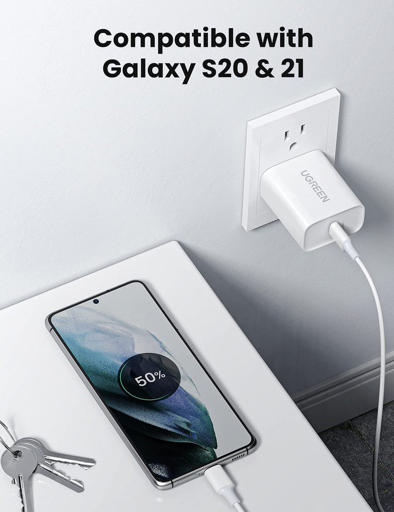 UGREEN 30W USB C Wall Charger - PD Fast Charger Block Power Adapter Compatible for MacBook Air, iPhone 12/12 Mini/12 Pro Max, Galaxy S21/ S21+, Note 20/ Note 10, iPad Pro, Pixel, Airpods and More