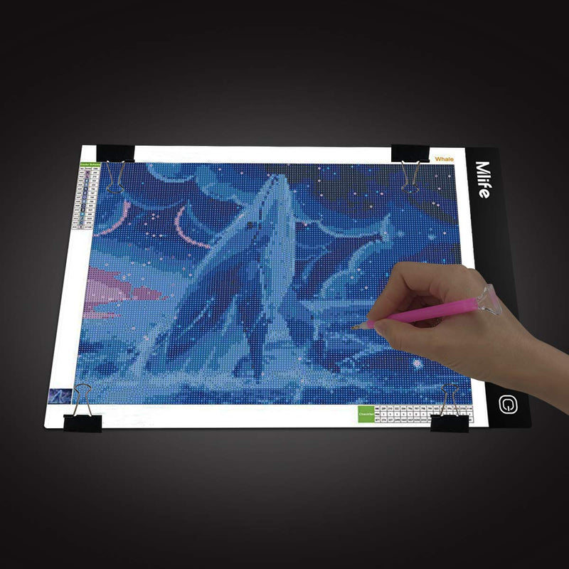 Mlife B4 LED Light Pad - Upgraded Diamond Painting Light Box Dimmable Tracing Light Board, Sketching, Animation, Drawing Light Box with 4 Fasten Clips