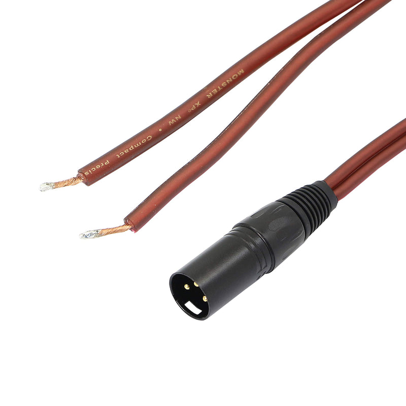 XLR Speaker Wire, Speaker Bare Cable to XLR Plug, Gold Plated XLR 3 Pin Male Connector Replacement Audio Cable Open End for DJ/PA Amplifier Subwoofer Mixer-2M/6.56 Feet (XLR Male) XLR Male
