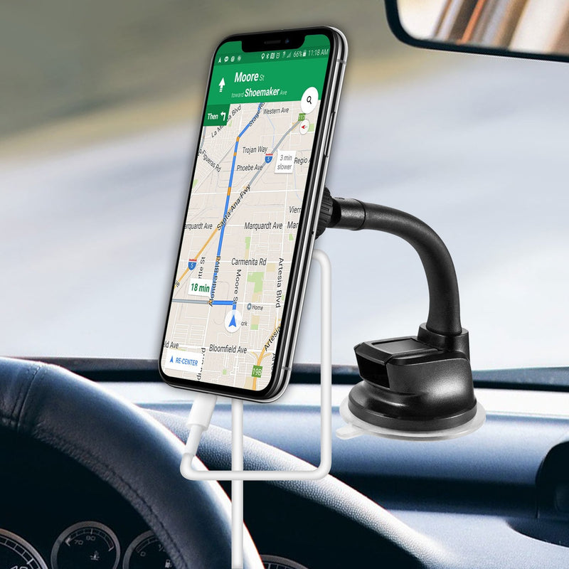 Magnetic Dashboard Windshield Mount with Flexible Goose Neck Compatible for Moto G8 Play D8 Plus E6 E6s E6 Plus One Zoom One Action One Vision One Power Z4 G7 Play Power Plus P30 Note P30 Z3 Z3 Play