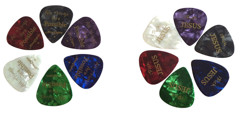 Christian i Pick Jesus Guitar Picks (12 Pack) Celluloid Medium - Best Gifts and Cool Presents for Guitarists, Worship Team, Pastors, Birthdays, Thanksgiving, Christmas, Baptism