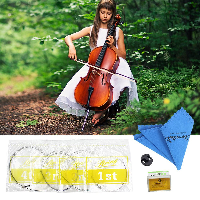 Mute Cleaning Instrument Kits, Cello Strings Cello Practice Mute Cleaning Cloth Rosin Instrument Accessory