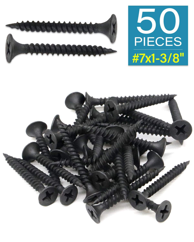 [AUSTRALIA] - IMScrews 50pcs #7x1-3/8" Flat Head Phillips Drywall Screws Fine Thread Sharp Point Wood Screw, Carbon Steel 1022A, Black Phosphate 50 Pcs #7x1-3/8" 