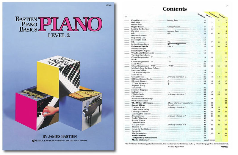Bastien Piano Basics Level 2 Learning Set By Bastien - Lesson, Theory, Performance, Technique & Artistry Books & Juliet Music Piano Keys 88/61/54/49 Full Set Removable Sticker