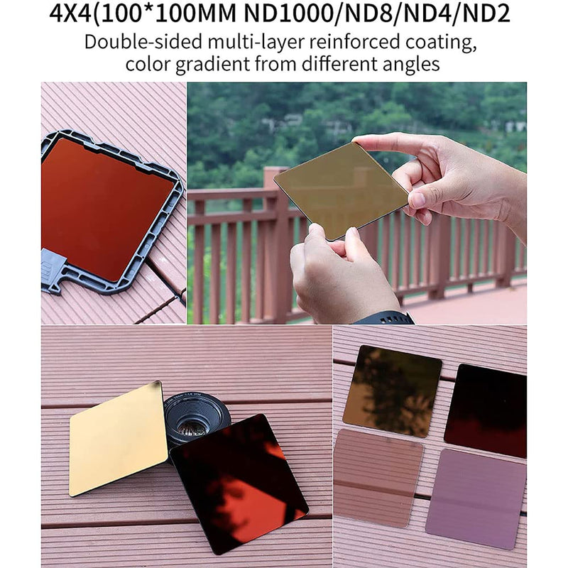 Runshuangyu Fotga Square 4x4 inch Optical Glass Full Neutral Density Filter, ND4 Full ND Filters for Swing Away Matte Box Holder (ND4)