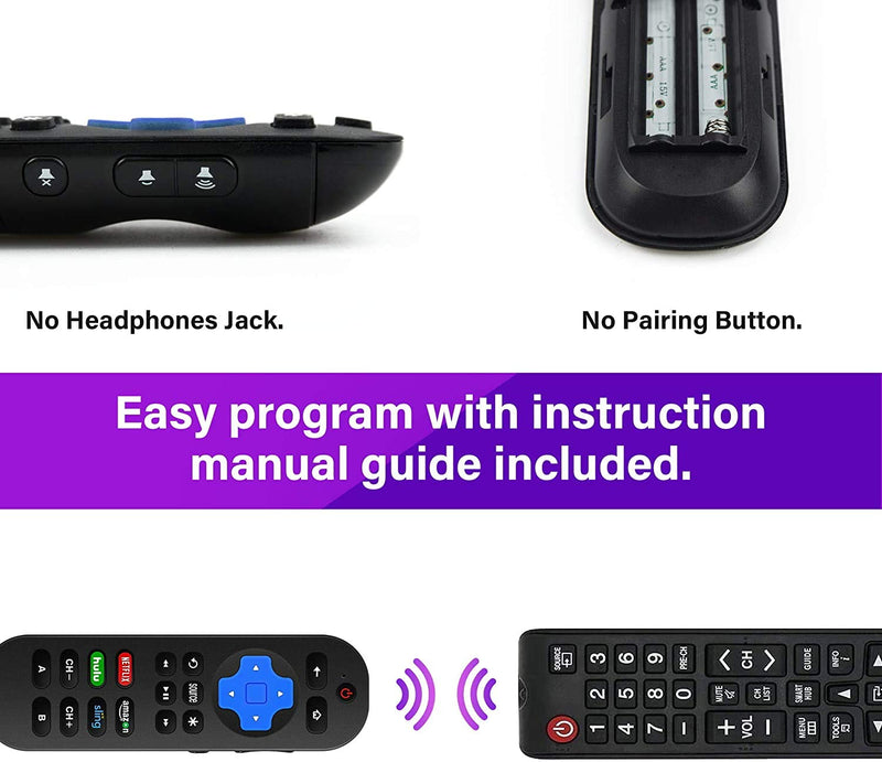 Universal Remote Control for Roku Player with 9 More Learning Keys To Control TV, Soundbar, Receiver All in One Fit for Roku 1 2 3 4 Premier+ Express Ultra (NOT for ROKU Stick & Built-in ROKU TV) 1X Remote