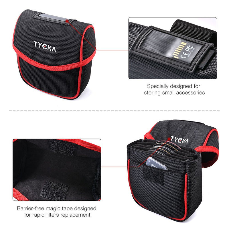 Tycka Field Filters Case for Round Filters Up to 86mm, Belt Style Design Filter Pouch, Removable Inner Lining and Water-Resistant and Dustproof Design, Black