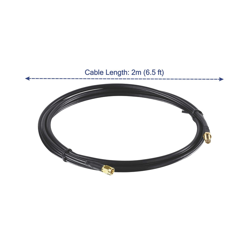 TRENDnet Low Loss RP-SMA Male to RP-SMA Female Antenna Cable, 2 m (6.5 ft.), 1.45 dB Max Signal Loss, TEW-L102,black 6.5 ft