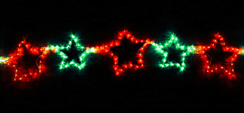 Christmas Concepts® Red + Green LED Rope Light Star Chain Christmas Garland 300cm x 40cm