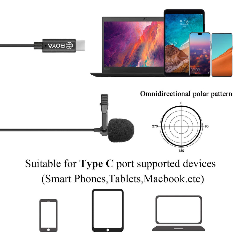 [AUSTRALIA] - BOYA by-M3 Clip-on Omnidirectional Lavalier Microphone for USB-C Android Devices (236inch Cable Length) 